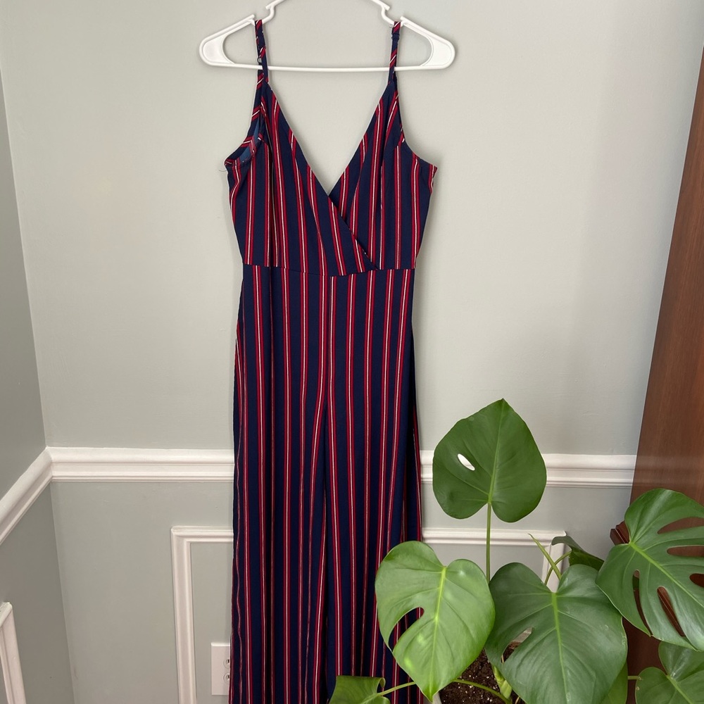 Bailey Blue Summer Jumpsuit Pinstripes